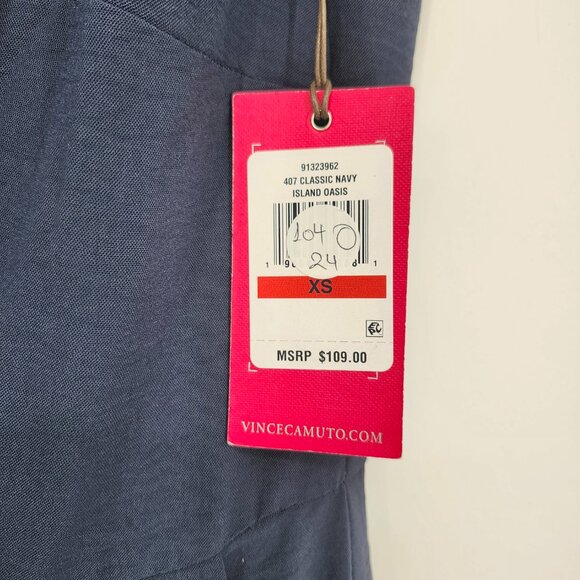 Vince Camuto Womens Island Oasis Tie Front Wide Leg Jumpsuit Classic Navy XS NWT - Picture 4 of 6